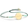 Bracelet cordon Rainbow Médaille vert forêt personnalisable (plaqué or) - Petits trésors