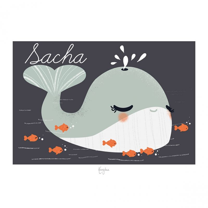Affiche A3 Les Animignons la baleine (personnalisable) Kanzilue