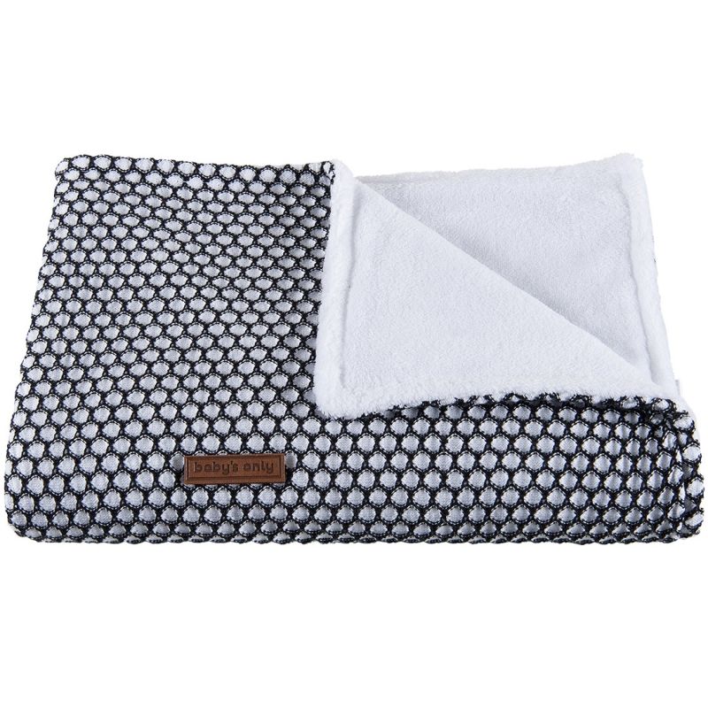 Couverture bébé Sun Teddy doublée polaire blanc et noir (70 x 95 cm) Baby's Only