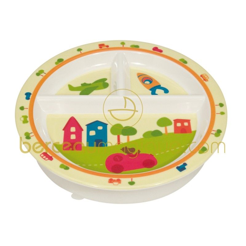 Assiette mélamine ventouse Les Loupiots Moulin Roty