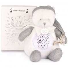 Veilleuse musicale projection d'étoiles ours argent - Doudou et Compagnie