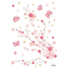 Stickers A3 fleurs de cerisier et papillons Cherry Blossom by Léanie (29,7 x 42 cm)  par Lilipinso