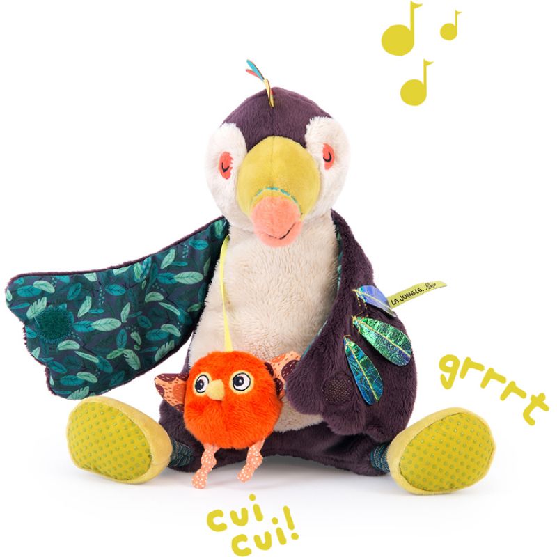 Peluche musicale Pakou le toucan Dans la Jungle (21 cm) Moulin Roty
