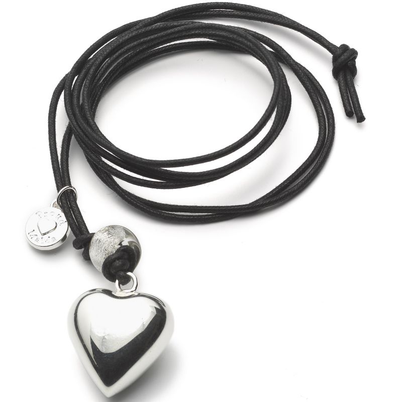 Bola sur cordon noir Basic coeur (plaqué argent) Proud MaMa
