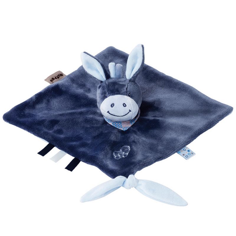 Doudou plat attache sucette Alex l'âne (27 x 27 cm) Nattou
