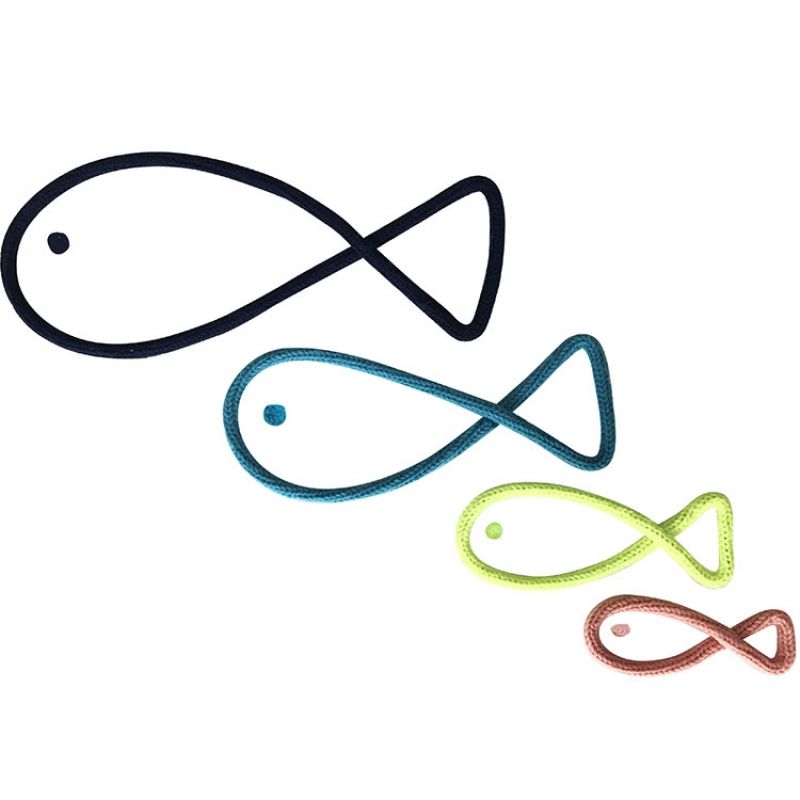 Déco murale 4 poissons en tricotin (personnalisable) Charlie & June
