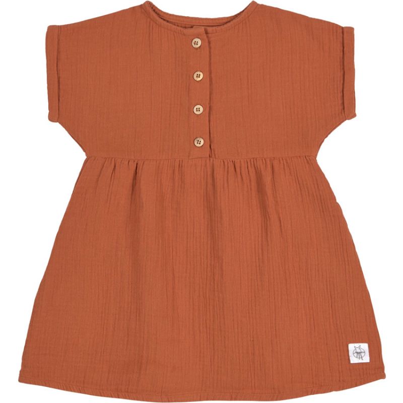 Robe en mousseline de coton bio GOTS rouille (3-6 mois) Lässig
