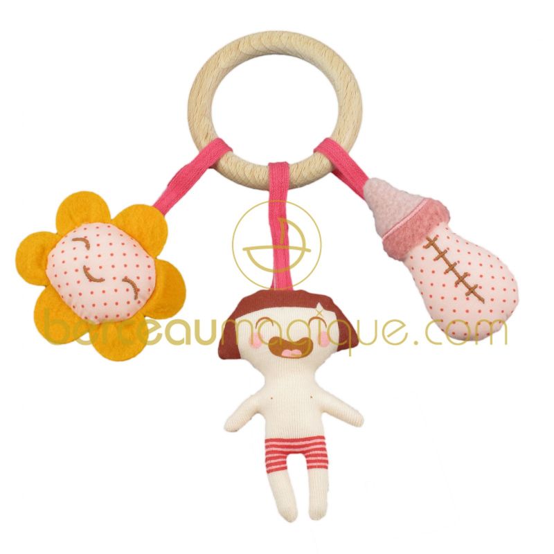 Set 3 pièces pour landau ninon biberon fleur Trousselier