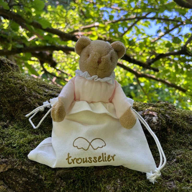 Doudou avec hochet Ours Rose poudré Trousselier Ambiance 5