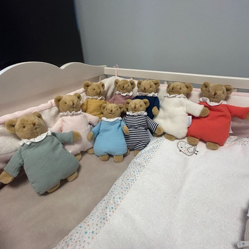 Doudou avec hochet Ours Rose poudré Trousselier Ambiance 7