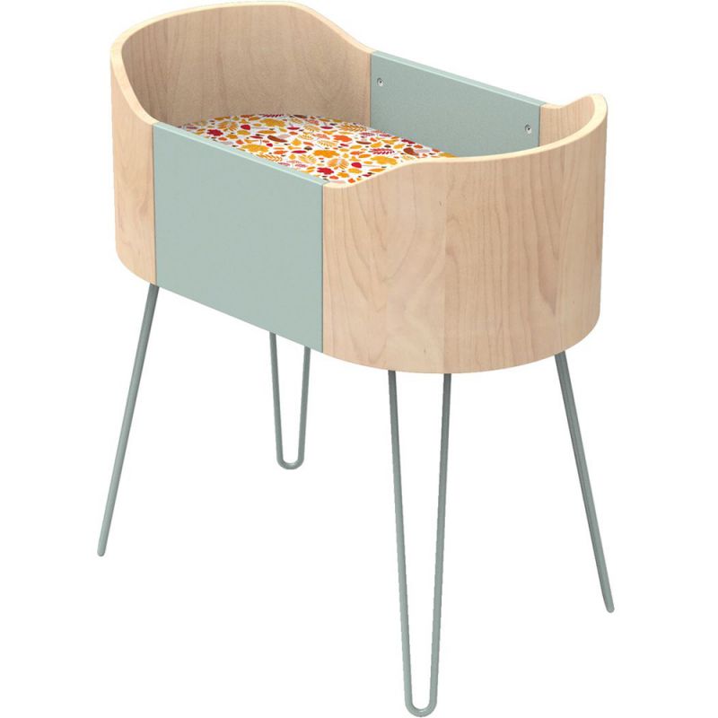 Berceau Galopin bois-bleu pieds fil bleu (90 x 50 cm) Sauthon Original