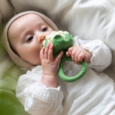 Hochet anneau de dentition 2 en 1 chou-fleur