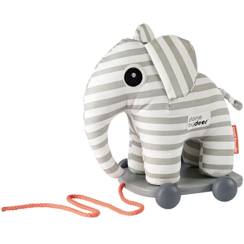 Jouet à tirer avec aimant Elphee éléphant gris Done by Deer