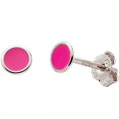 Boucles d'oreilles Cercle laqué Fushia (argent) - Baby bijoux