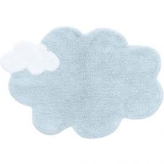 Tapis lavable en coton naturel nuage Mini Dream bleu clair (70 x 100 cm)
