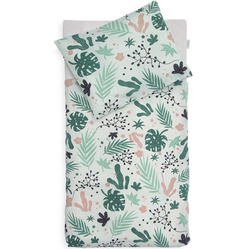 Housse de couette (100 x 140 cm) et taie (40 x 60 cm) Leaves Jollein