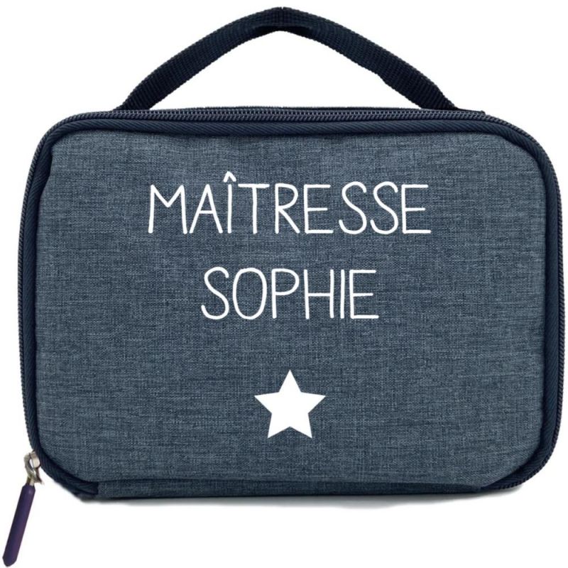 Sac isotherme enfant bleu chiné (personnalisable) Les Griottes Produit 1 grande taille