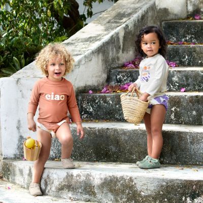 Maillot de bain couche Rayures violet et sel marin (3-6 mois)