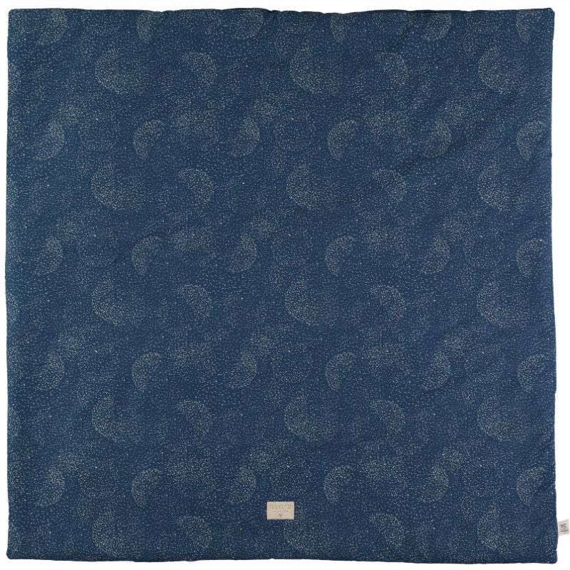 Tapis de parc Colorado coton bio Gold bubble Night blue (100 x 100 cm) Nobodinoz