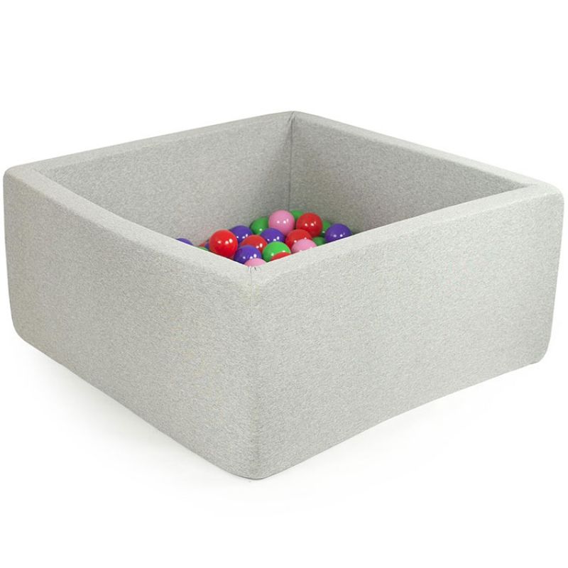 Piscine à balles carrée gris clair personnalisable (90 x 90 x 40 cm) Misioo