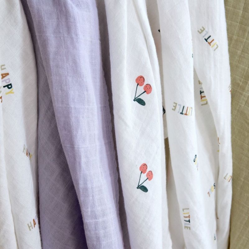 Lot de 3 langes en mousseline GOTS Happy Fruits Cerise (85x85 cm) Lässig Produit 2