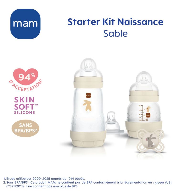 Coffret Naissance Sable (2 biberons+1 sucette+1 tétine débit 1) MAM Produit 7