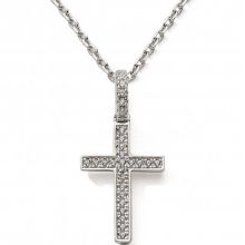 Collier Croix zirconium 42 + 3 cm (argent)  par Baby bijoux