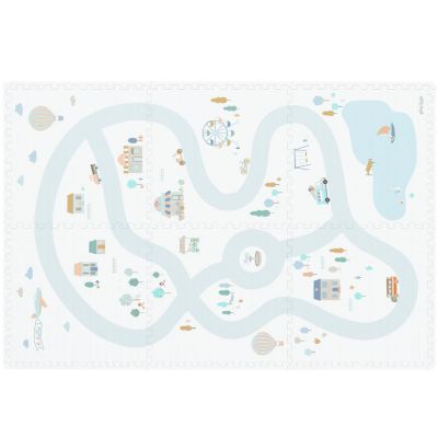 Tapis de jeu dalles EEVAA réversible 2 en 1 Village (120 x 180 cm)  par Play&Go