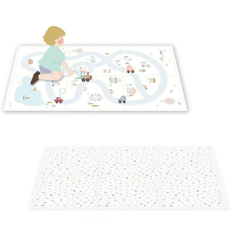 Tapis de jeu dalles EEVAA réversible 2 en 1 Village (120 x 180 cm) Play&Go Produit 1