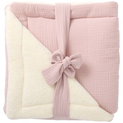 Couverture peluche double gaze et microfibre pétale (70 x 100 cm)
