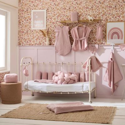 Couverture peluche double gaze et microfibre pétale (70 x 100 cm)