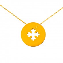Collier chaîne 40 cm médaille Signes Croix Occitane 16 mm (or jaune 750°)  par Maison La Couronne