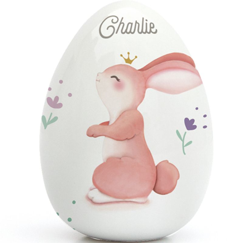 Oeuf en porcelaine Lapin fleuri (personnalisable) Gaëlle Duval