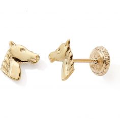 Boucles d'oreilles à vis Cheval (or jaune 9 carats) - Baby bijoux