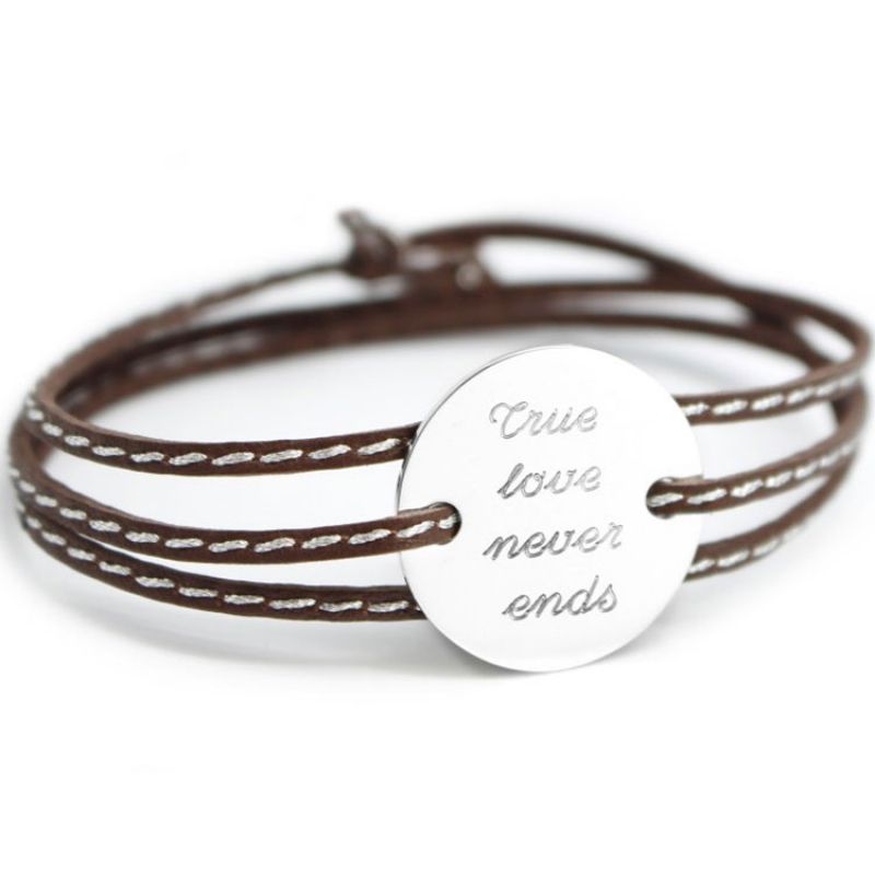 Bracelet cuir maman Amazone family (argent 925°) Petits trésors