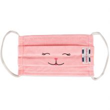 Masque de protection lavable Fun en coton chat rose (4-7 ans)  par Doudou et Compagnie
