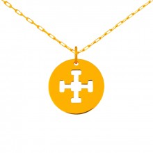 Collier chaîne 40 cm médaille Signes Croix de Jérusalem 16 mm (or jaune 750°)  par Maison La Couronne