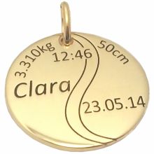 Médaille de naissance balle de tennis personnalisable (or jaune 375°)  par Alomi