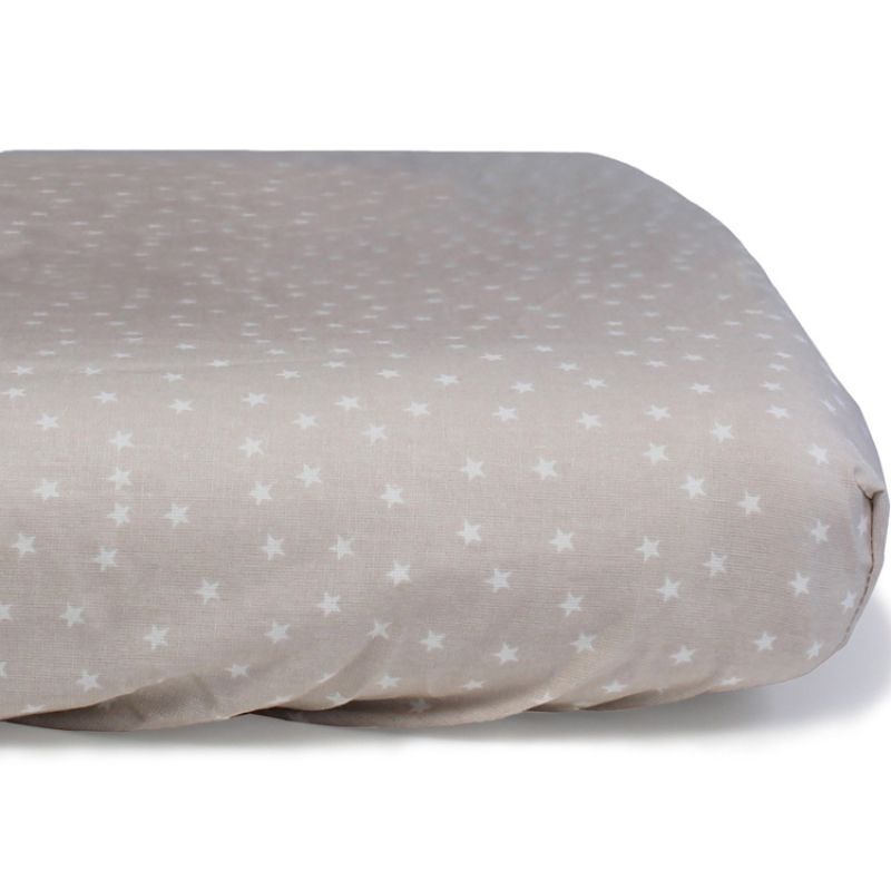Drap housse en coton bio Etoiles beige (60 x 120 cm) Kadolis