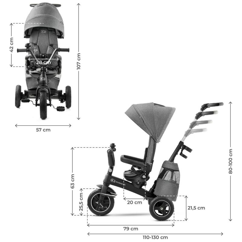 Tricycle évolutif Easytwist Platinium Grey Kinderkraft Produit 9