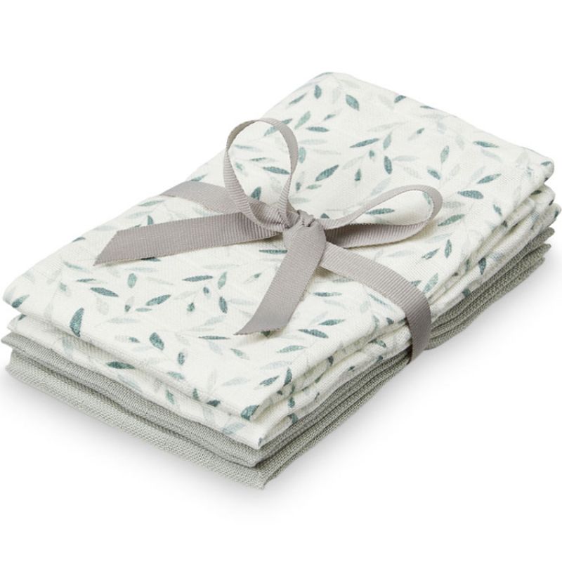 Lot de 4 mini langes Green Leaves (30 x 30 cm) Cam Cam Copenhagen