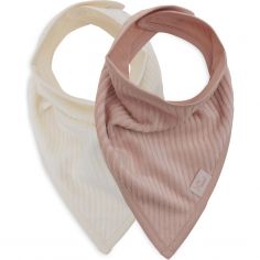Lot de 2 bavoirs bandana Velvet Rib Wild Rose-Ivory - Jollein