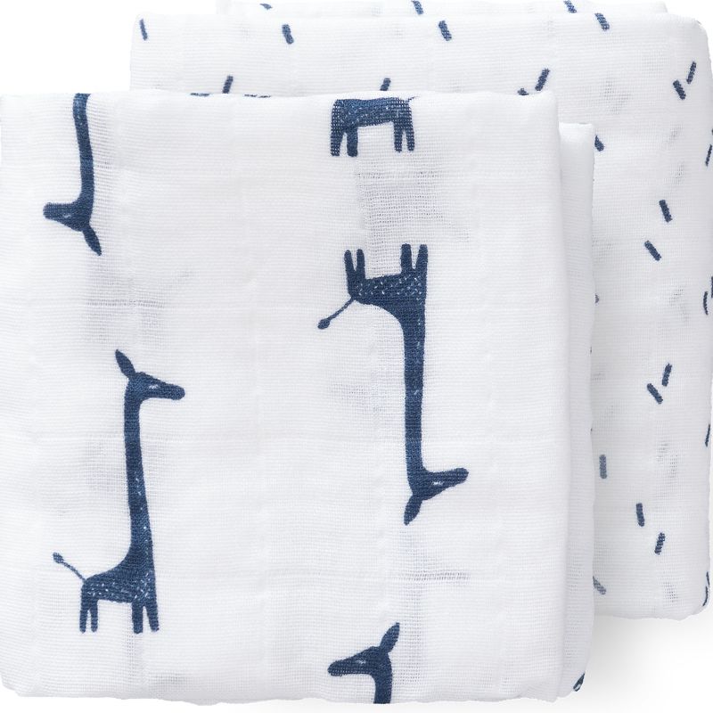 Lot de 2 langes Girafe bleu indigo (70 x 60 cm) Fresk