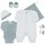 Variation Blanc, bleu du produit Kit de naissance Sauge 6 pièces (1 mois) de la marque Trois Kilos Sept