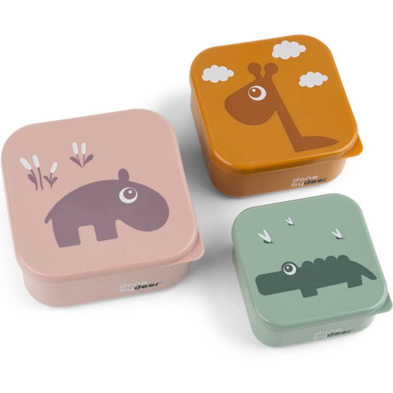 Lot de 3 boîtes à goûter Deer friends Rose mixte Done by Deer