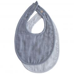 Lot de 2 bavoirs en mousseline Tradewinds-Baby Blue - Mushie