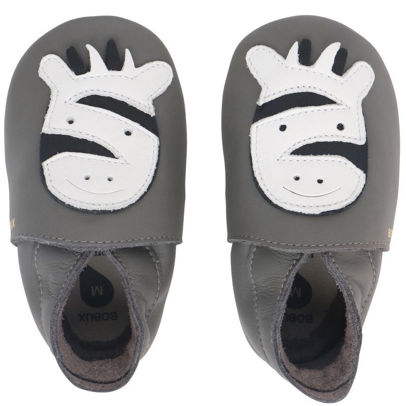 Chaussons bébé en cuir Soft soles zebra grey (15-27 mois) Bobux