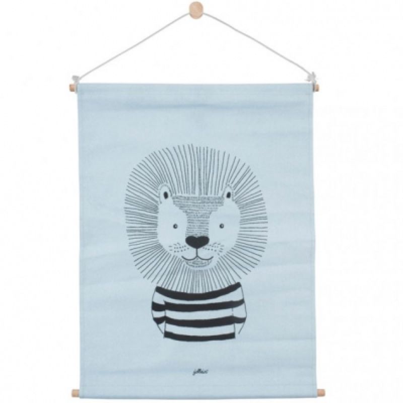 Affiche kakemono en tissu Lion bleu (42 x 60 cm) Jollein