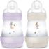 2 biberons Easy Start anti-colique 160ml Lilas+Sable Tétine débit 1 - MAM