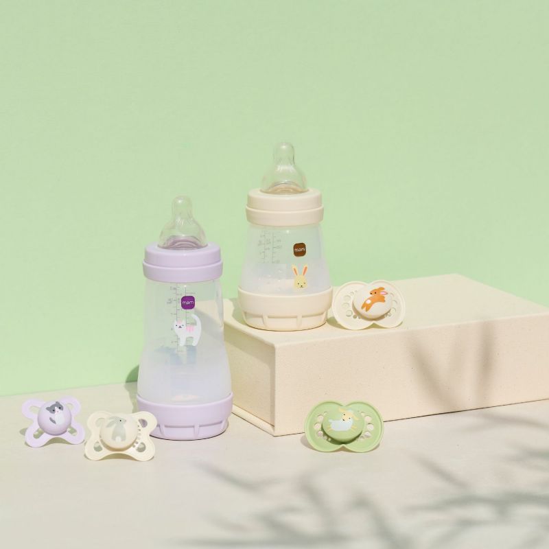 2 biberons Easy Start anti-colique 160ml Lilas+Sable Tétine débit 1 MAM Ambiance 6